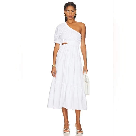 Steve Madden White Off-Shoulder Maxi Dress With Cut Out - Picture 1 of 15